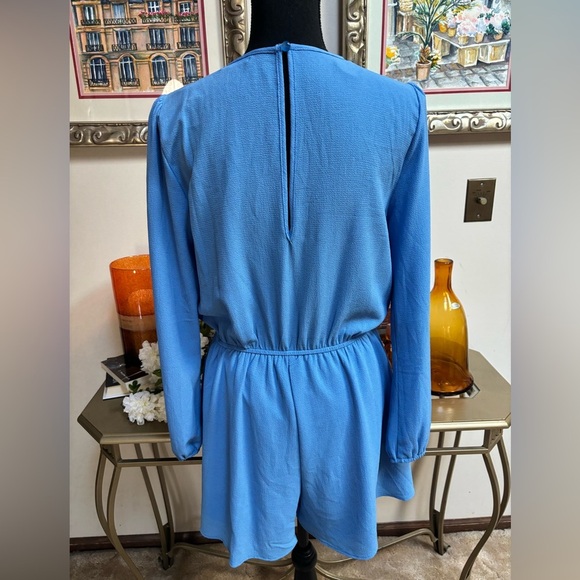 MI AMI BY FRANCESCA BLUE FLORAL CASUAL SPRING SUMMER BEACH RESORT ROMPER SZ M - Picture 3 of 10